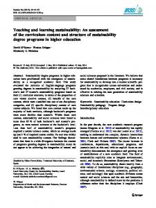 Teaching and learning sustainability: An assessment of the curriculum ...