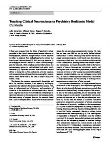 Teaching Clinical Neuroscience to Psychiatry Residents - Springer Link