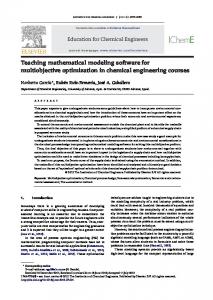 Teaching mathematical modeling software for multiobjective ...