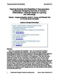 Teaching Students with Disabilities in Post-secondary Landscapes ...
