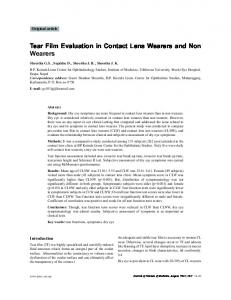 Tear Film Evaluation in Contact Lens Wearers and ...