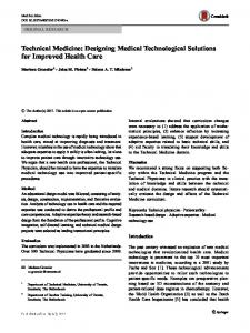 Technical Medicine: Designing Medical Technological ... - Springer Link