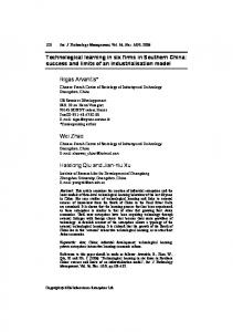 Technological learning in six firms in Southern China - Semantic Scholar