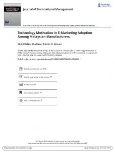 Technology Motivation in E-marketing Adoption ...