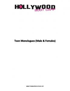 Teen Monologues (Male & Females)