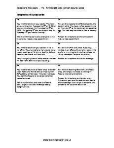 Telephone roleplay cards - TeachingEnglish