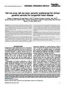 Tell me once, tell me soon: parents' preferences for clinical genetics ...
