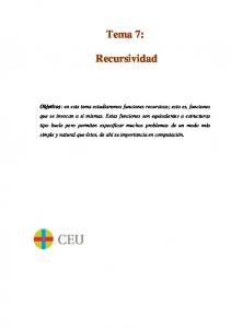 Tema 7: Recursividad