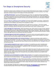 Ten Steps to Smartphone Security - FCC