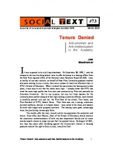 Tenure Denied #73 - Democratic dialogue