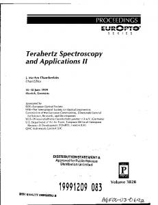 Terahertz Spectroscopy and Applications II