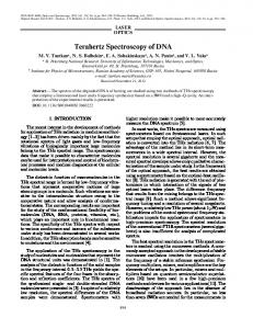 Terahertz Spectroscopy of DNA - Springer Link