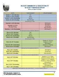 Testing Calendar - Galena Park ISD