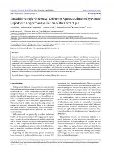 Tetrachloroethylene Removal Rate from Aqueous Solutions by ...