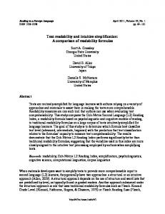 Text readability and intuitive simplification: A comparison of ... - Eric