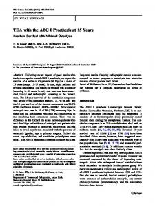 THA with the ABG I Prosthesis at 15 Years: Excellent Survival with ...