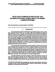 thailand's corporate financing and governance structures - SSRN