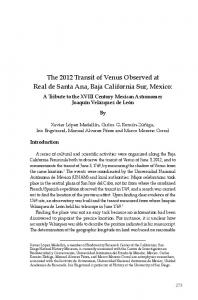 The 2012 Transit of Venus Observed at Real de Santa Ana, Baja ...