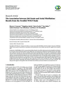 The Association between Job Strain and Atrial Fibrillation: Results ...