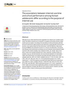 The associations between internet use time and school ... - PLOS