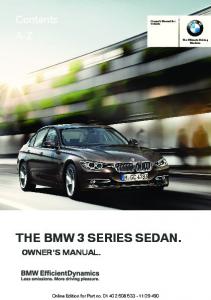 The Bmw 3 Series Sedan. Owner's Manual.