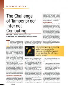 The challenge of tamperproof internet computing - Computer