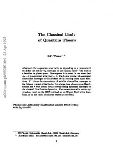 The Classical Limit of Quantum Theory