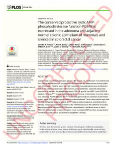 The conserved protective cyclic AMP ...