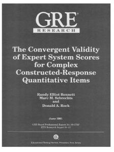 The Convergent Validity of Expert System Scores for Complex ...