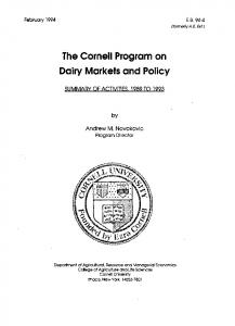 The Cornell Program on Dairy Markets and Policy - Cornell University