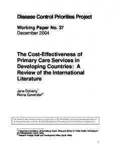 The Cost-Effectiveness of Primary Care Services in Developing ...