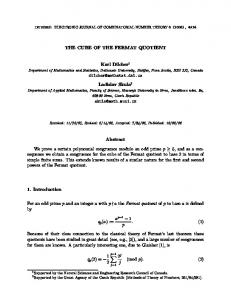 THE CUBE OF THE FERMAT QUOTIENT Karl