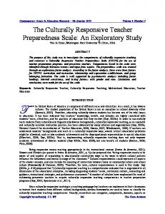 The Culturally Responsive Teacher Preparedness Scale - Eric