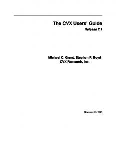 The CVX Users' Guide
