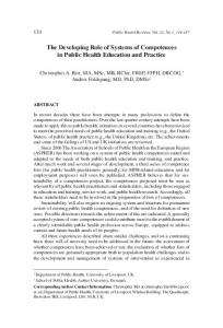 The Developing Role of Systems of Competences in Public Health ...