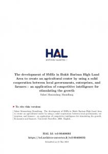 The development of SMEs in Bukit Barisan High Land Area to create ...