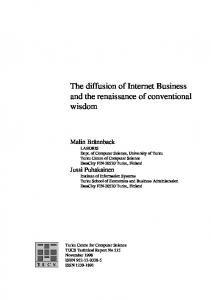 The diffusion of Internet Business and the renaissance of conventional ...