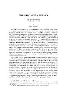 The Discovery Survey