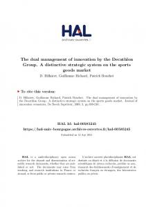 The dual management of innovation by the Decathlon Group. A ...