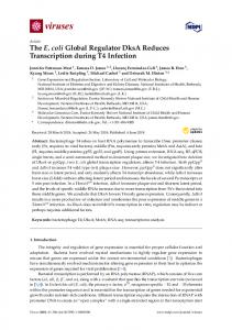 The E. coli Global Regulator DksA Reduces Transcription ... - MDPI