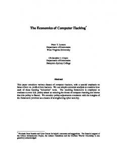 The Economics of Computer Hacking*