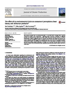 The effect of an environmental claim on consumers' perceptions about ...