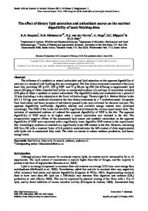 The effect of dietary lipid saturation and antioxidant ... - (SciELO) SA