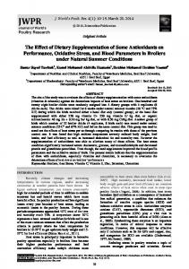 The Effect of Dietary Supplementation of Some Antioxidants on