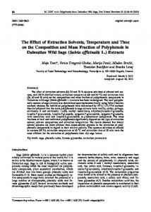 The Effect of Extraction Solvents, Temperature and Time on the