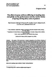 The effect of grass cultivars differing in heading ... - Animal Research