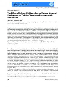 The Effect of Infancy Childcare Center Use and Maternal Employment ...