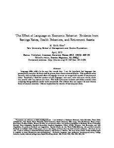 The Effect of Language on Economic Behavior: Evidence from ...