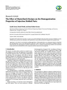 The Effect of Masterbatch Recipes on the Homogenization Properties