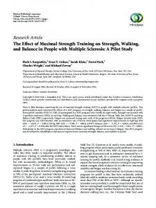 The Effect of Maximal Strength Training on Strength, Walking, and ...